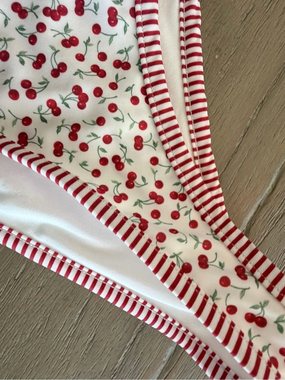 Frankie's Bikinis White & Red Cherry Print Bikini Bottom